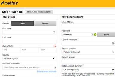 betfair sign up